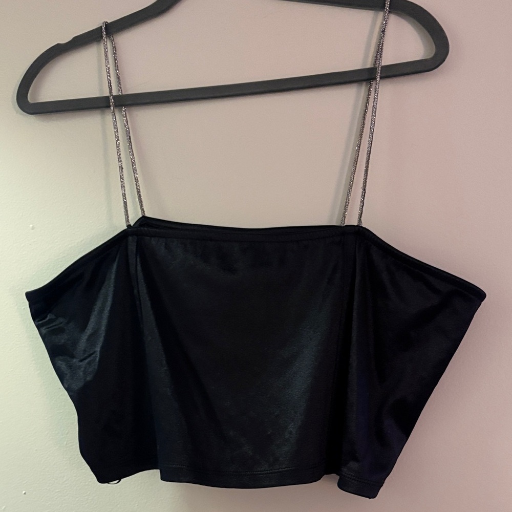 Chic Black Camisole with Silver Straps